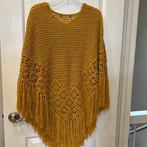 Crochet fringe poncho